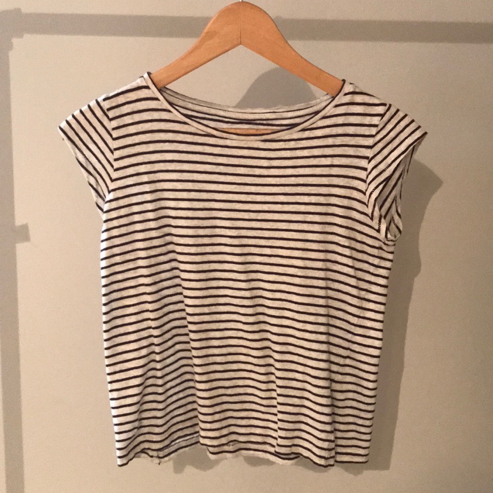 striped shirt sleeve mid crop top